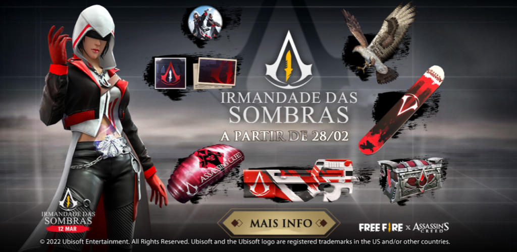 Realize o “Salto da Fé” no novo evento do Free Fire com Assassin's Creed